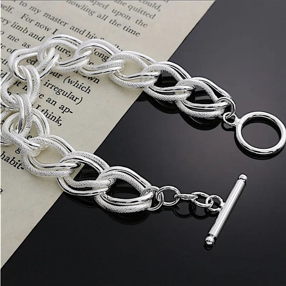 Handcrafted Sterling Silver Bracelet, Unique Chain Link Design Toggle Cl… - Picture 5 of 12